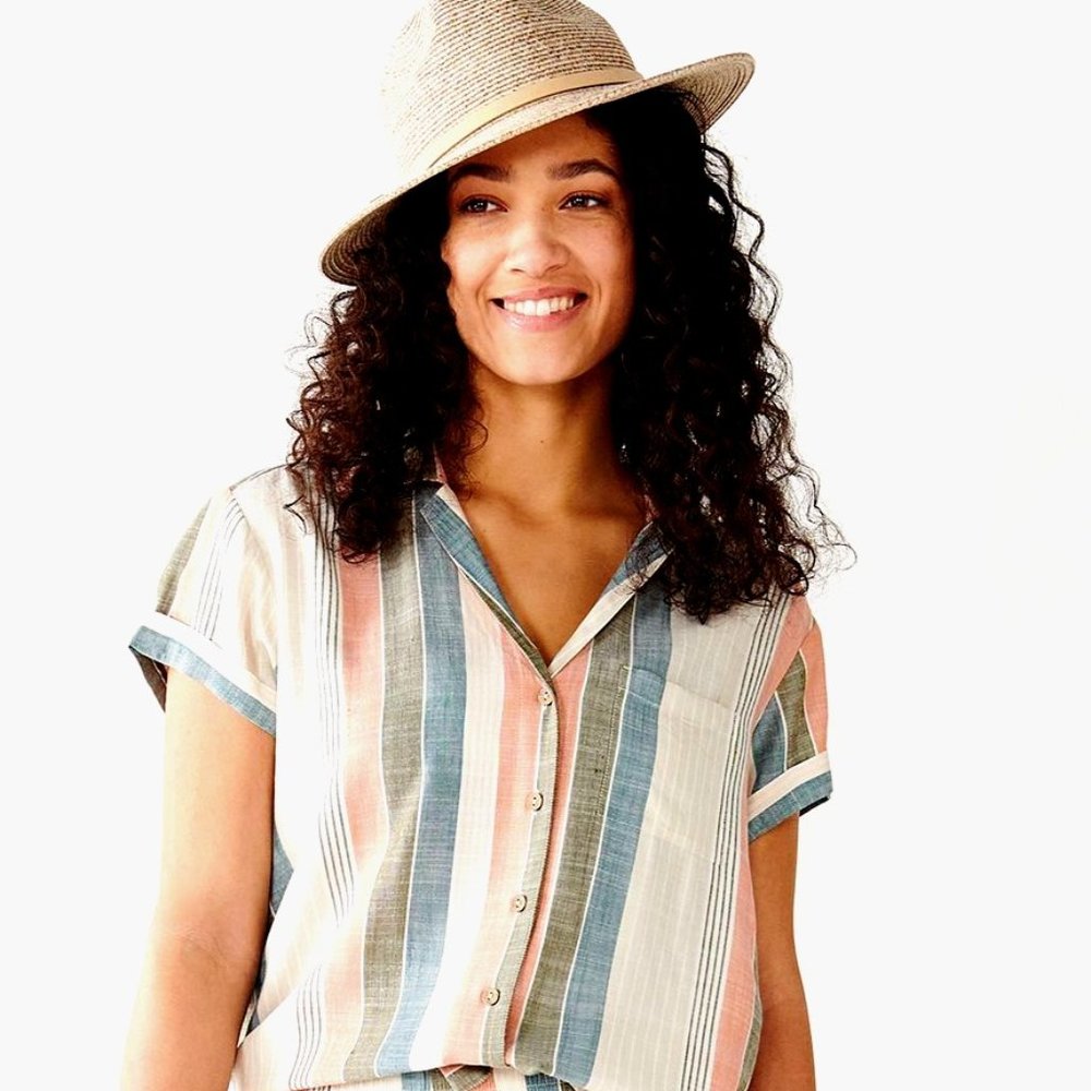 Sonoma Goods for Life Women’s Plus Size 0X Striped Drop Shoulder Camp Shirt